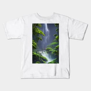 Friends Chilling in Waterfalls in a Forest Kids T-Shirt